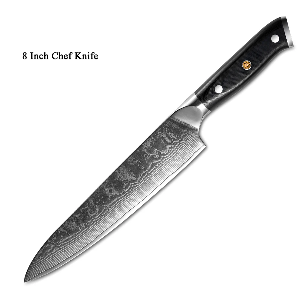 8 Inch Chef Knife XITUO дамасский стальной кухонный нож повара VG10 Профессиональный японский сантоку суши Кливер ножи для чистки овощей и фруктов набор G10 ручка - Цвет: 8 Inch Chef Knife