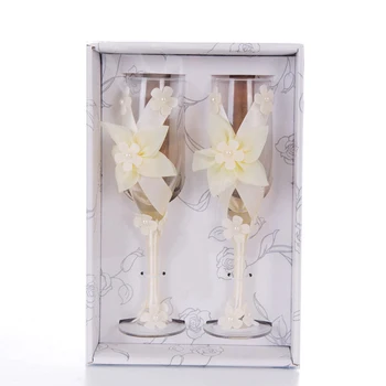 

2Pcs Set Wedding Glass Creative Flowers Crystal Wedding Champagne Glasses Goblet Red Wine Glass Cup Wedding Decoration