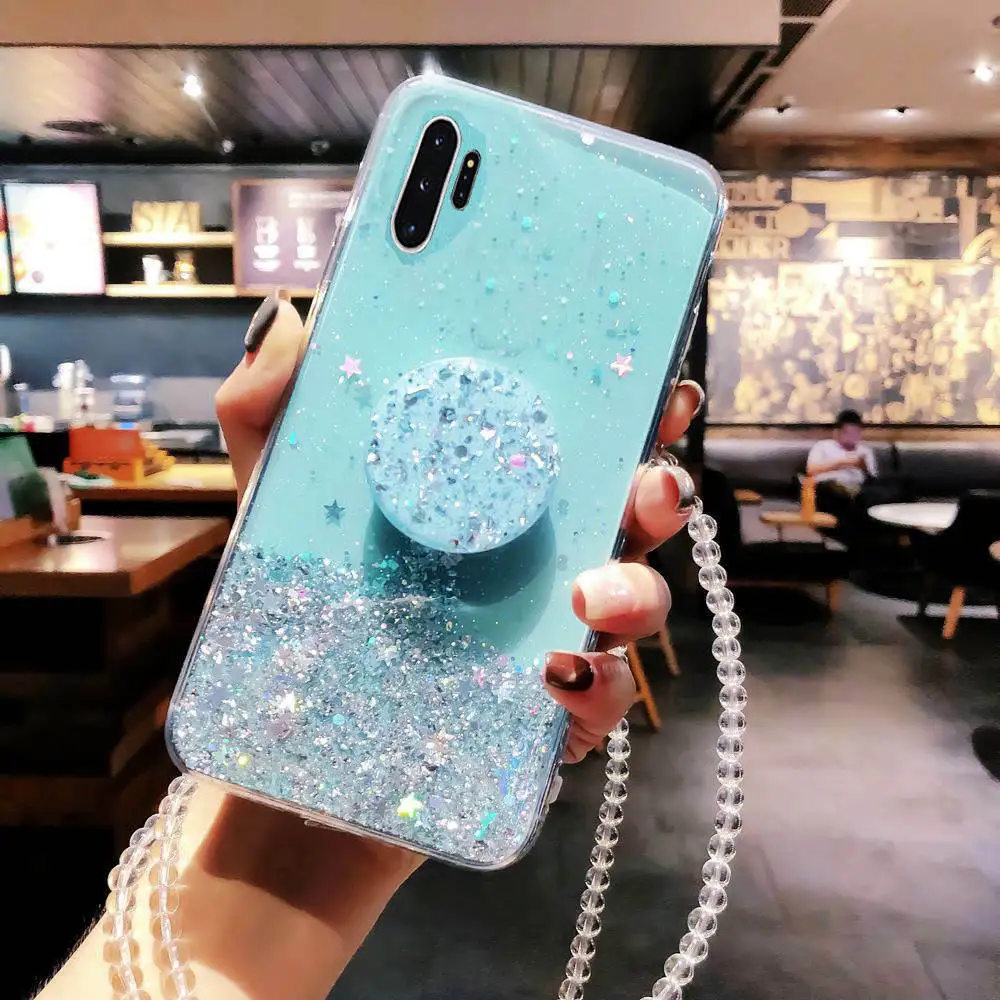 Блестящий чехол с подставкой для Samsung Galaxy S10 Plus S20 A50 A10 A20 A30 A40 A70 Note 10 9 8 S9 Plus|Бамперы|