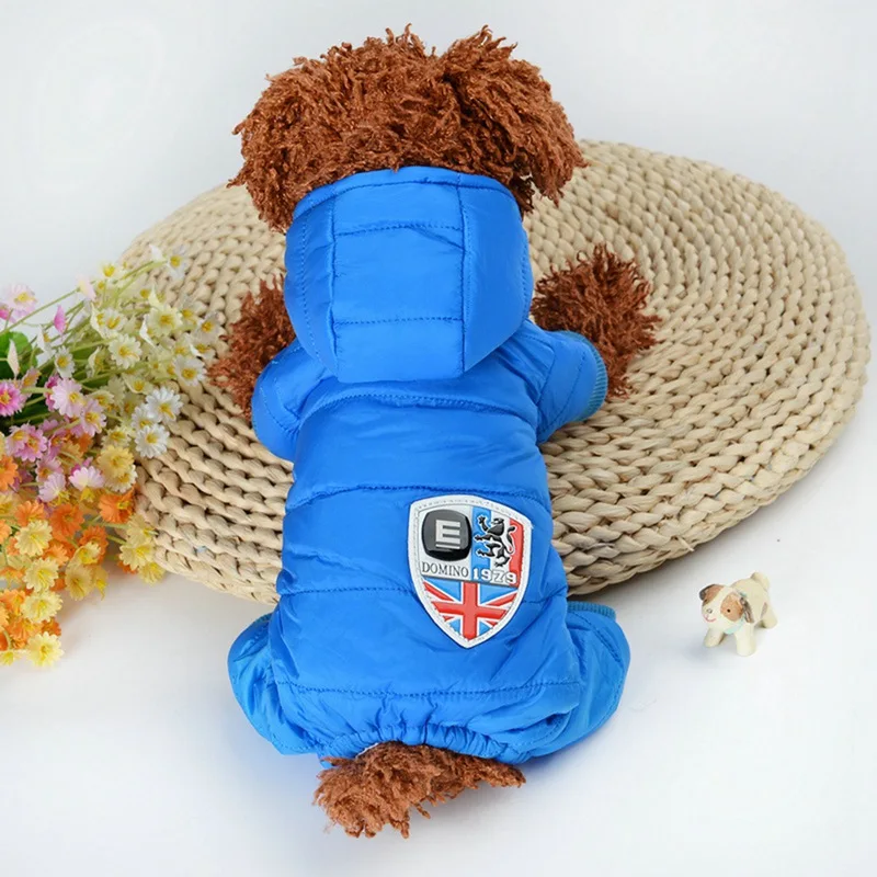 Утепленная хлопковая теплая пуховая куртка для домашних животных зимняя одежда для собак комбинезон для собаки четыре ноги толстовка для щенков собак