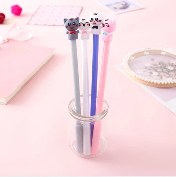 

100pcs/Lot Wholesale Cat Gel Pen Cartoon Animal Netural Pen 0.5mm Free Shipping Student Office Stationery Writing Tool GP546