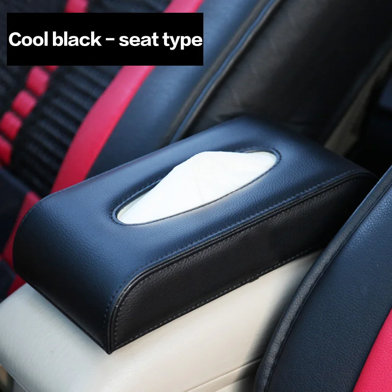 Seated-black PU Leather Car Tissue Box Car Hanging Hanging Sun Visor Hanging Sun Tissue Inside Box Tissue Box Pumping Paper Block Idea - Color Name: Seated-black