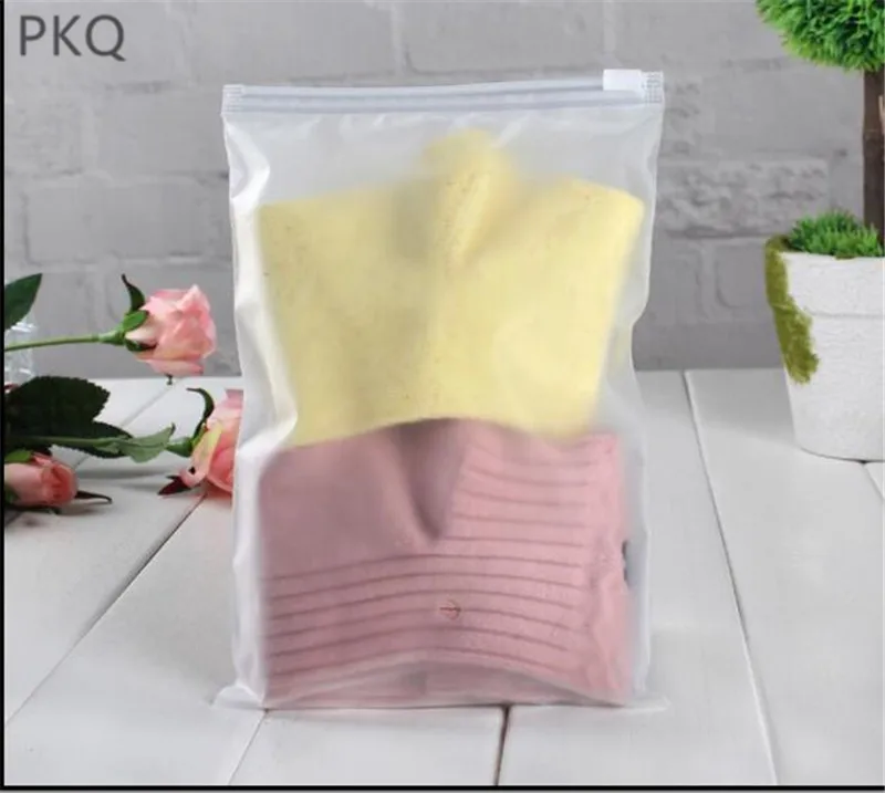 

10pcs 6Sizes New Packaging T-shirt Clothing Storage Bag Frosted Clear Zip Lock Bag Plastic Cosmetic Organizer Storage Pouch