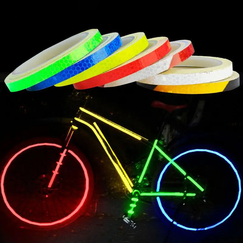 

Reflective Stickers Motorcycle Bicycle Reflector Bike Cycling Security Wheel Rim Decal Tape Fluorescent Waterproof 1cm*8m