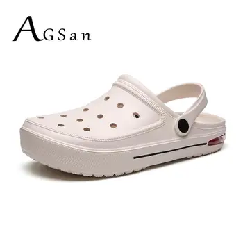 

AGSan Summer Beach Sandals Men Breathable Garden Shoes Outdoor Hole Shoes Lightweight Slippers Men 40-45 Mens Beach Shoes