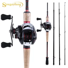 Sougayilang рыболовная удочка, катушка, переносная, 4 шт., M мощность, литье, удочка и 17+ 1BB, катушка для baitcasing, рыболовные снасти