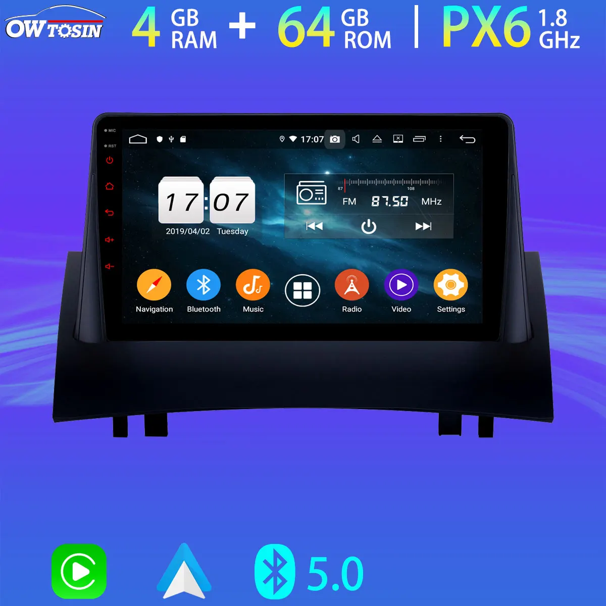 9 ''PX6 4 + 64G GPS Android 10 автомобильный мультимедийный плеер для Renault Megane 2 II 2003-2009