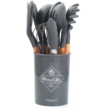 

Silicone Kitchenware Cooking Utensils Set Heat Resistant Kitchen Non-Stick Cooking Utensils Baking Tools With Storage Box Tools