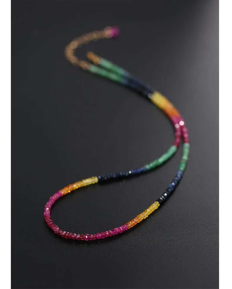 

one set Ruby/Sapphire/Emerlad roundel faceted 3-4mm necklace +bracelet 40cm 16cm wholesale beads FPPJ