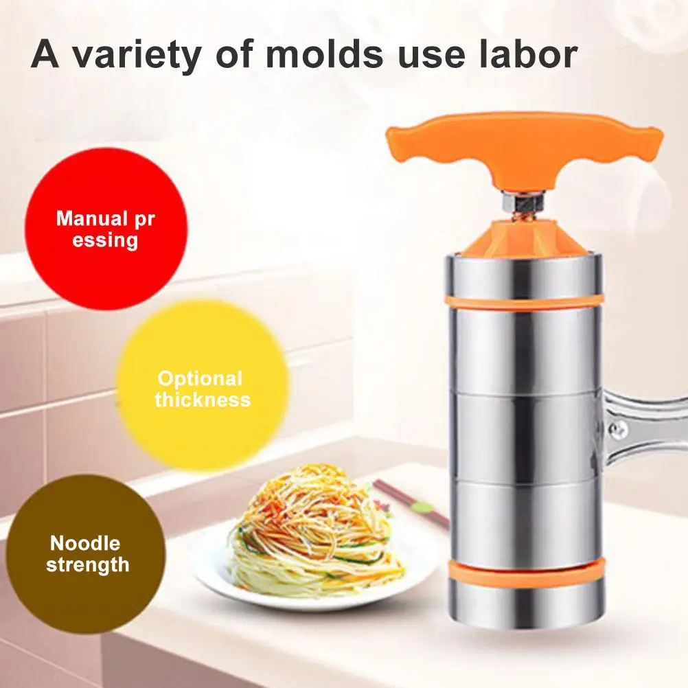 Stainless Steel Noodle Maker Manual Pasta Machine with 7 Press Molds for Ravioli Spaghetti Lasagna