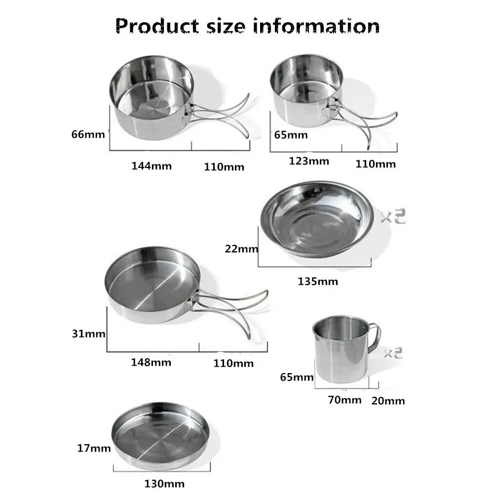 HiMISS 8 шт./компл. открытый Нержавеющая сталь горшок набор Кемпинг Альпинизм Портативный барбекю горшок набор