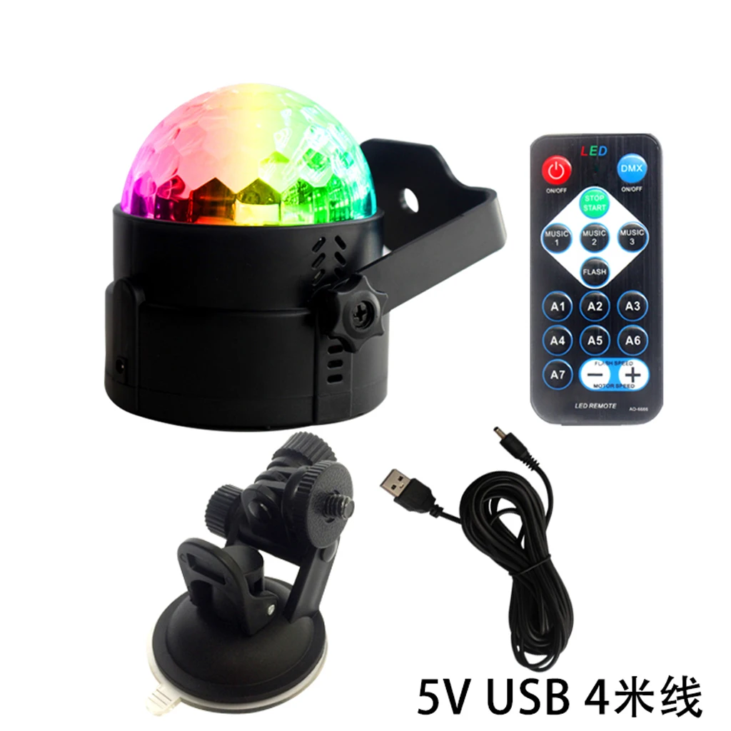 

Sound Active RGB LED Stage Light Crystal Ball Disco Xmas Club DJ Party + Remote + Rechargeable USB Powered DV 5V