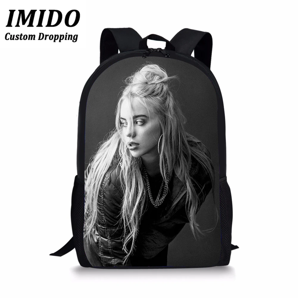 IMIDO 3 шт./компл. в стиле «хип-хоп» повседневные Рюкзаки Billie Eilish печати школьная Baags для подростков крутая модная одежда для девочек Повседневное Mochila Mujer