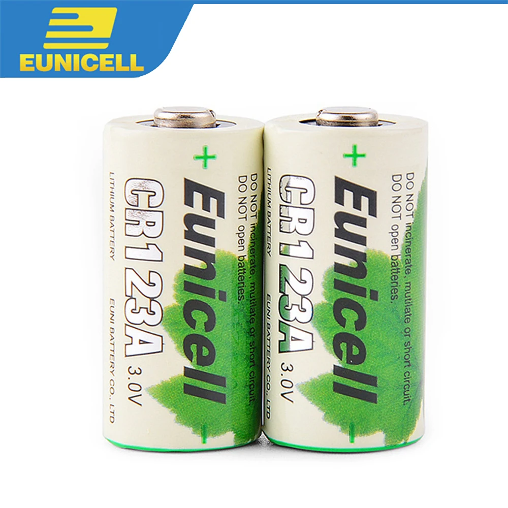 Комплект из 2 предметов Eunicell CR123A 123A CR123 16340 Li-MnO2 3V литиевая Батарея CR17345 KL23a VL123A DL123A 5018LC EL123AP для Камера фонарик