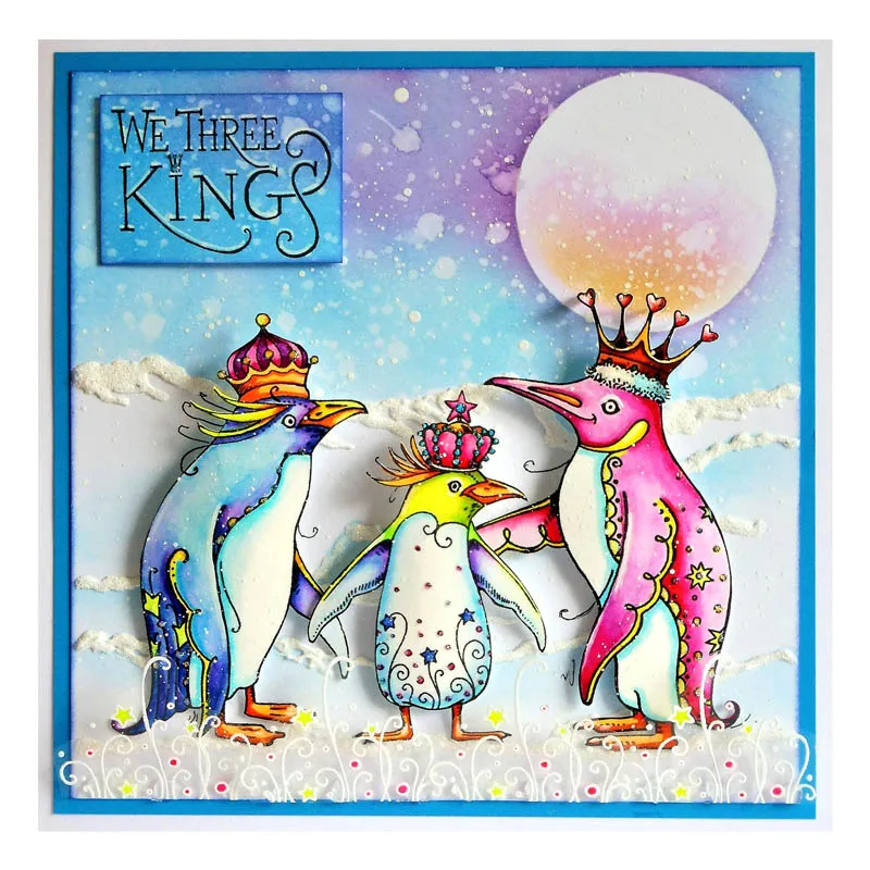Прозрачные штампы в виде пингвина для скрапбукинга и бумажных открыток Прозрачный Силикон