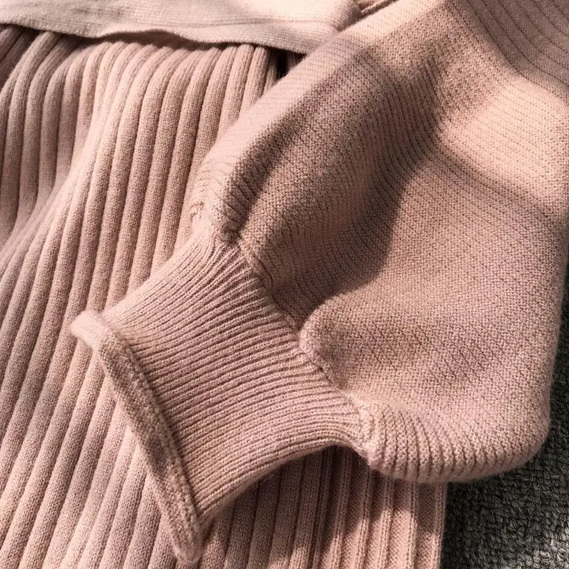 ALPHALMODA, осень, Женский пуловер с длинным рукавом и поясом, Повседневное трикотажное платье, длина до колена, однотонное простое зимнее платье-свитер