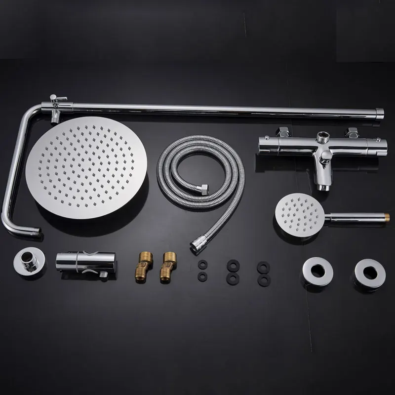 Chrome Thermostatic Shower Set Bathroom Mixer Shower Systems Wall Mount 38 Degree Control 8 &ldquo; Rainfall Head shower head bathroom shower faucet set thermostatic mixing valve