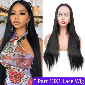 

1X13X6 Lace Front Human Hair Wigs PrePlucked Straight Lace Frontal Wigs With Baby Hair T Part Brazilian Straight Lace Front Wigs