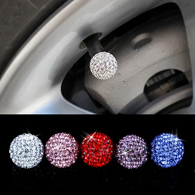 4 шт./упак. Bling Стразы Универсальный вентиля покрышек легковых автомобилей, шапки с блестящим украшением в виде пыле стержня клапана крышки автомобиля Защита аксессуары мобильных телефонов
