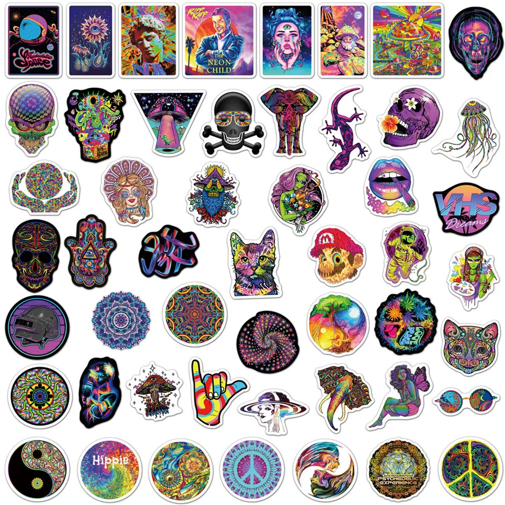 10/30/50PCS/ Do not repeat stickers Cool Skateboard Cup Suitcase Notebook Guitar Color Psychedelic Graffiti Sticker Wholesale
