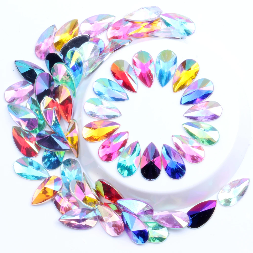 00 mixed ab colors Акриловые Стразы DIY драгоценные камни 8x13 мм 2000 шт в форме капли с плоским основанием острый Блестящий декор для ногтей украшения - Цвет: 00 mixed ab colors