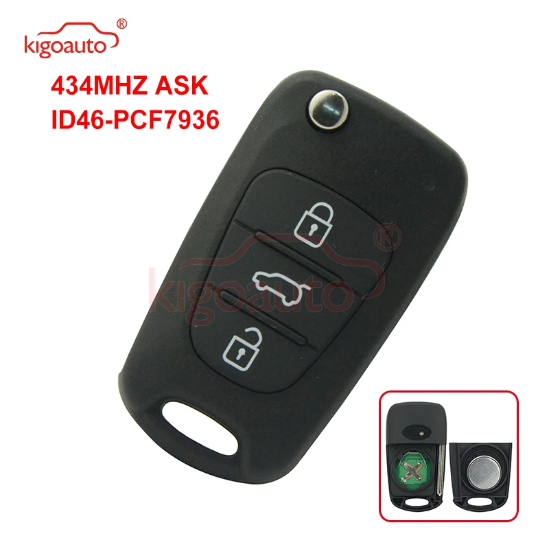 

Kigoauto Flip key 434Mhz 3 button for Hyundai i20 i30 car Key Replacement remote key