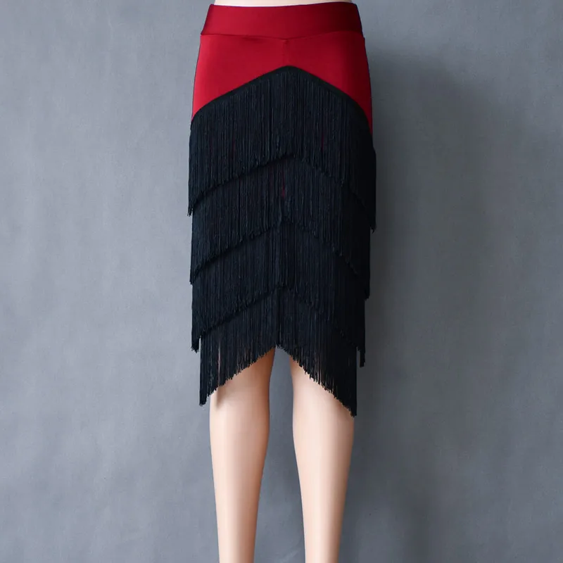 

Fringed Latin Dance Skirt Female Adult Professional Three-step Dance Skirt National Standard Modern Dance Training Dress Summer