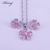 Many Colors Flower Princess Pink 925 Sterling Silver Jewelry Set For Women Stud Earrings Necklace Pendant Costume Jewelry Set ► Photo 1/6