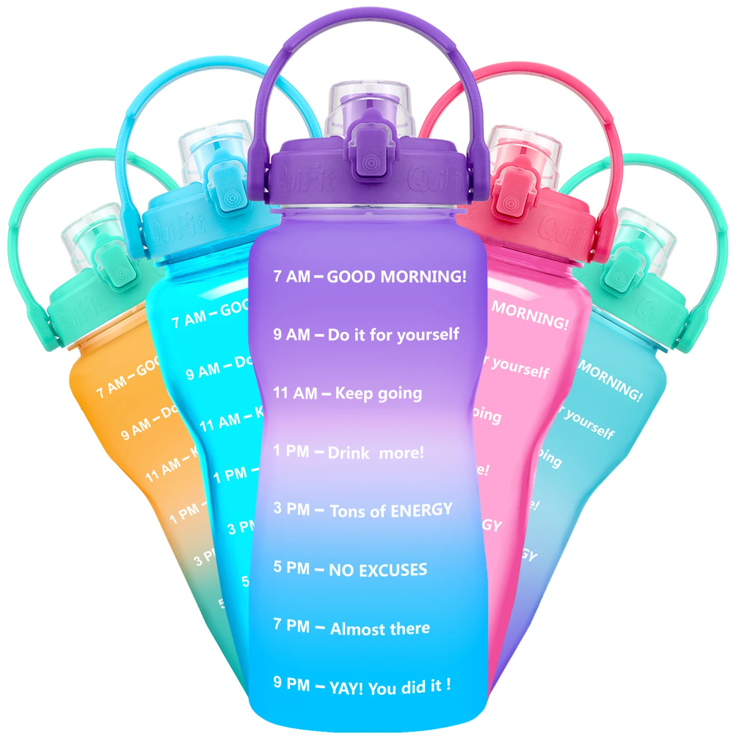 BuildLife 2L 3.8L Tritan Gallon Water Bottle Flip-Flop Motivational with Time Marker BPA Free Large Capacity Leakproof No Straw | Дом и сад