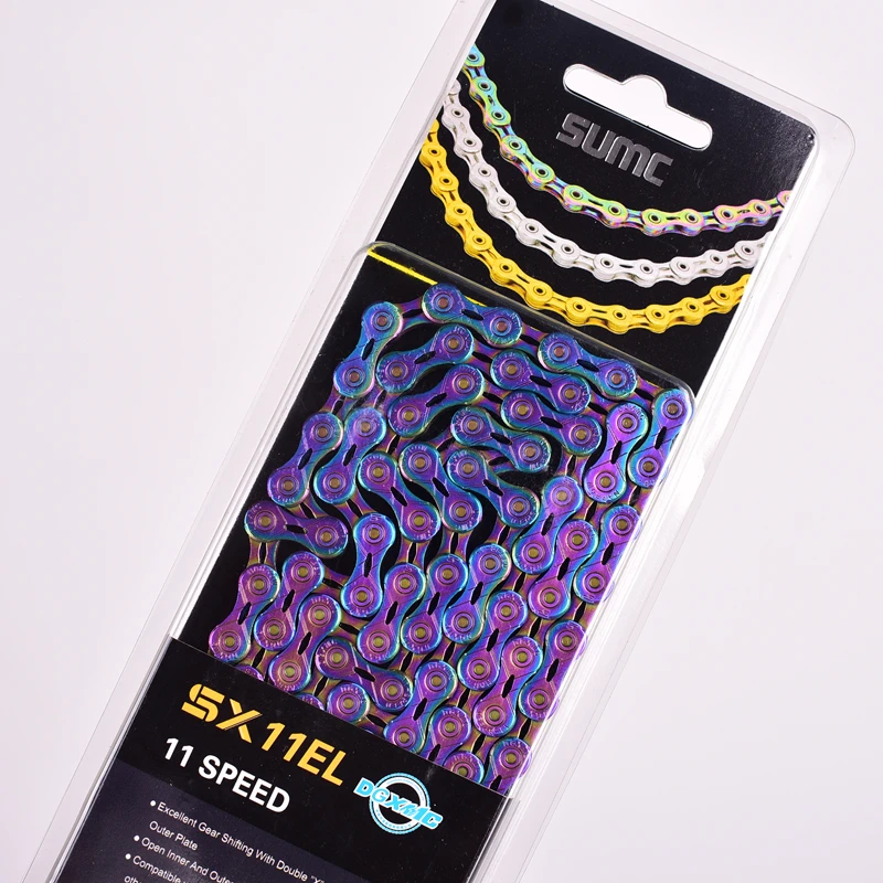 Титановая велосипедная цепь SX11EL для M7000 M8000 11 скоростей MTB горная цепь для дорожного велосипеда Золотой Серебряный Лазерный цвет с цепным звеном