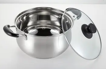 

Stainless steel soup pot double bottom cooker gift pearl milk double ear arc Korean electric pot thickening