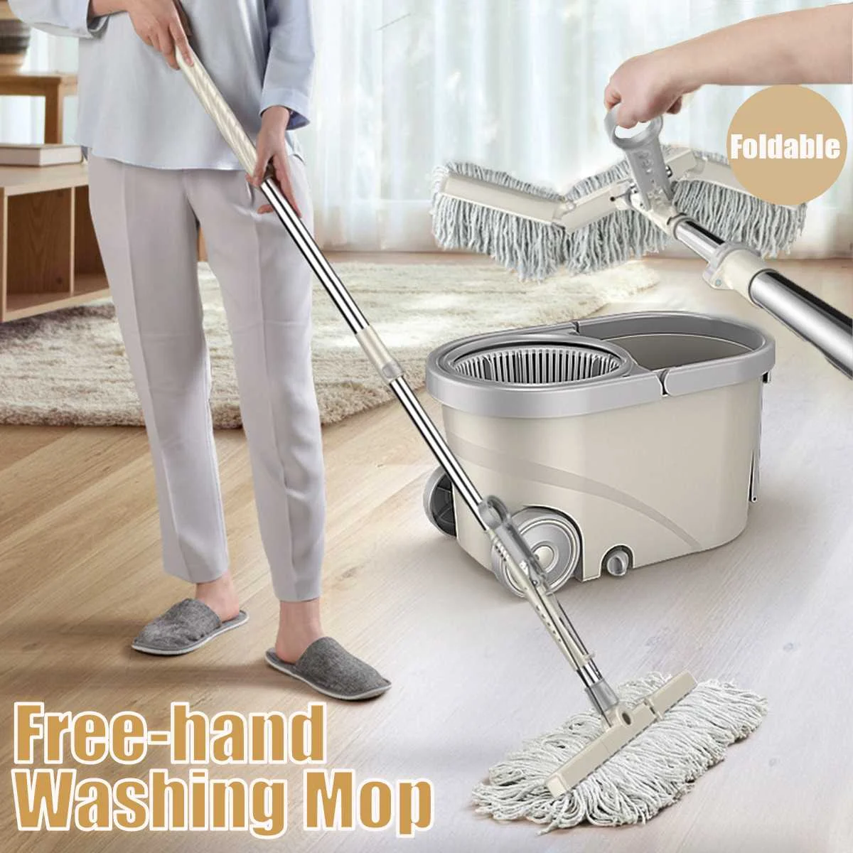 

360 Degree Handle Spin Automatic Elescopic Mop for Home Kitchen Tiles Cleaning Spin Lazy Mop Superfine Fiber Bucket Set