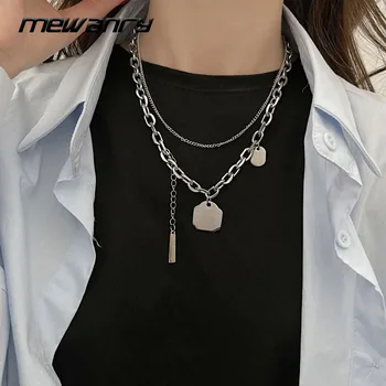 Mewanry 925 Sterling Silver Sweater Necklace New Trend Punk Vintage Couples Double Layer Chain Rock Party Jewelry Gift Wholesale