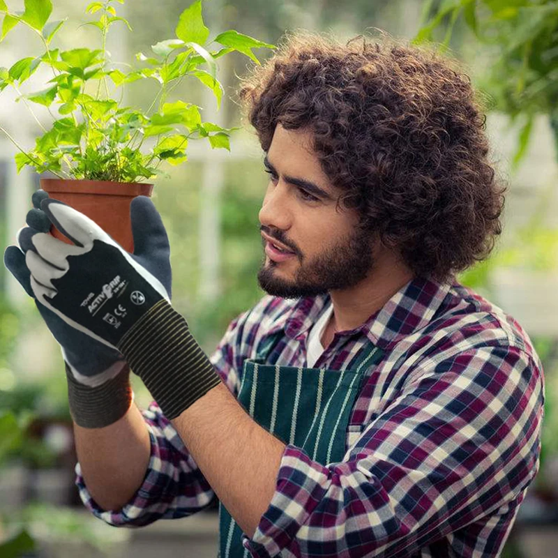 Нитриловые резиновые перчатки рабочие износостойкие противоскользящие жидкие водонепроницаемые для садовых растений для предотвращения проколов защитные перчатки