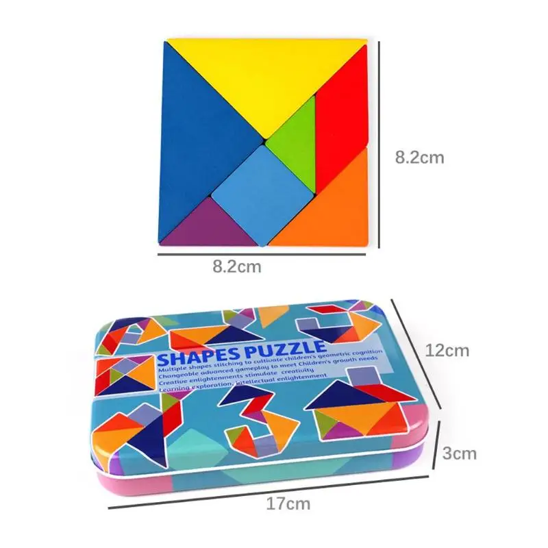 7 шт./9 шт. деревянные игрушки-головоломки Tangram Обучающие головоломки когнитивные Дети Раннее образование головоломка игрушка с 50/60 карточками коробка