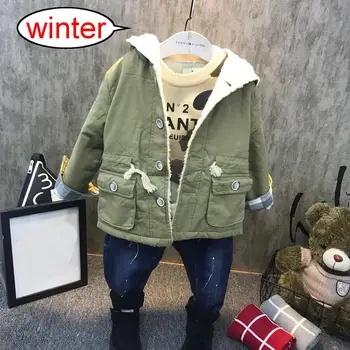 

Children Clothing boys Winter warm coat, plush sweater, plush jeans 3pcs Kids Suit For boys Clothing Sets 2-6years boys sets