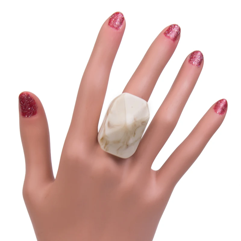 GuanLong Новое поступление модные большой пластиковый кольца для женщин дизайн акриловое свадебное кольцо Уникальный Панк стиль вечерние ювелирные изделия - Цвет основного камня: size-8