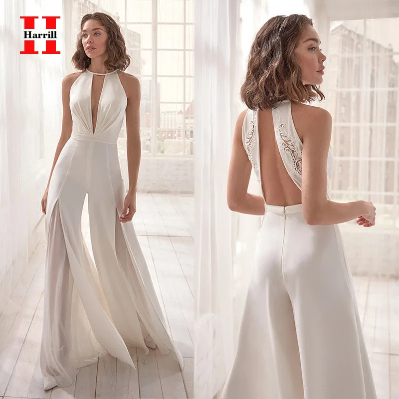 Harrill High-waisted White Jumpsuits Womens Boot Cut Rompers Women Clothes Streetwear Lace Sexy Backless Hollow Jumpsuits Party