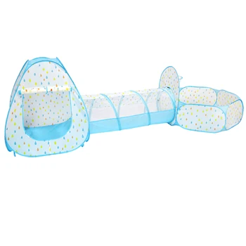 

3-in-1 Pop-up Deluxe Big Play House Play Tent with Tunnel & Ball Pit - Blue