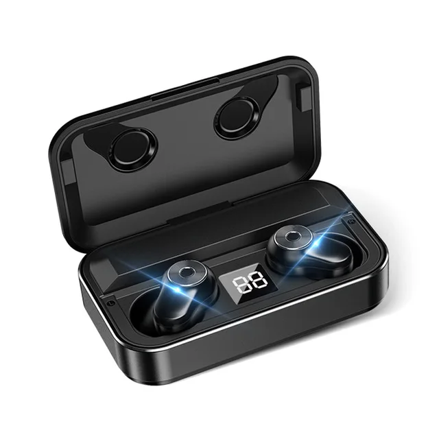 Bluetooth наушники настоящие беспроводные мини-наушники Hifi стерео водонепроницаемые спортивные наушники гарнитура наушники для iOS Android телефонов - Цвет: Black