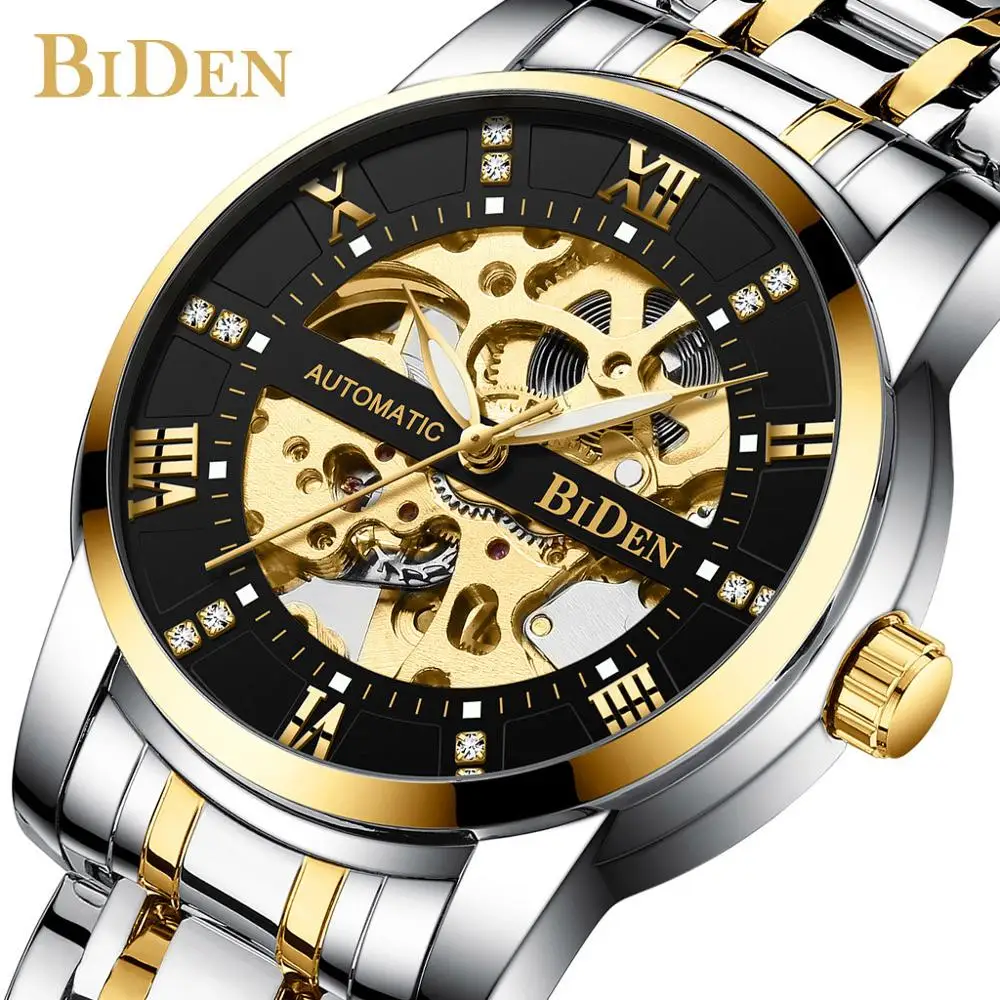 

Montre Luxury Mens Watches Hollow Roman Scale With Drill Dial Steel Belt Men's Mechanical Watch Automatic Watch Montre Homme #19