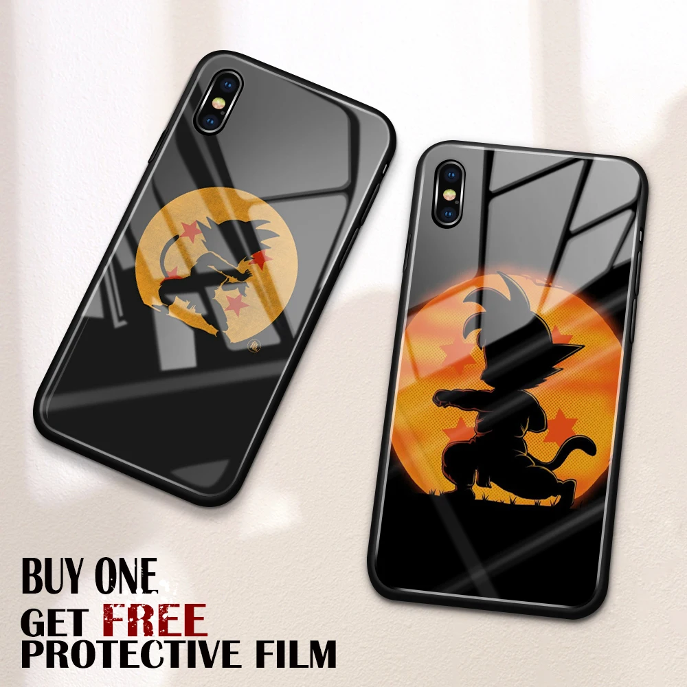 Для iphone 11 чехол стеклянная задняя крышка из аниме Goku dragon ball super case iphone x чехол для iphone 6 6s 7 8 Plus X XS Max XR 11 pro