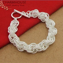 Charmhouse 925-Браслеты стерлингового серебра для Для женщин большая цепь Браслеты& Браслеты-кольца с браслет женский браслет Модные украшения подарки