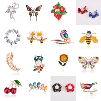 

Alloy Purple Enamel Butterfly Dragonfly Bird Brooches Men And Women's Metal Rhinestone Insects Banquet Wedding Brooch Gifts