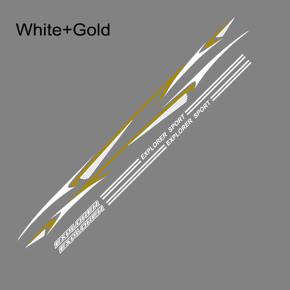 White Gold 1 Набор автомобильных стикеров, боковые светоотражающие автомобильные наклейки для украшения кузова, графические виниловые наклейки для Ford Explorer Captivation, автомобильные аксессуары из ПВХ - Название цвета: White Gold
