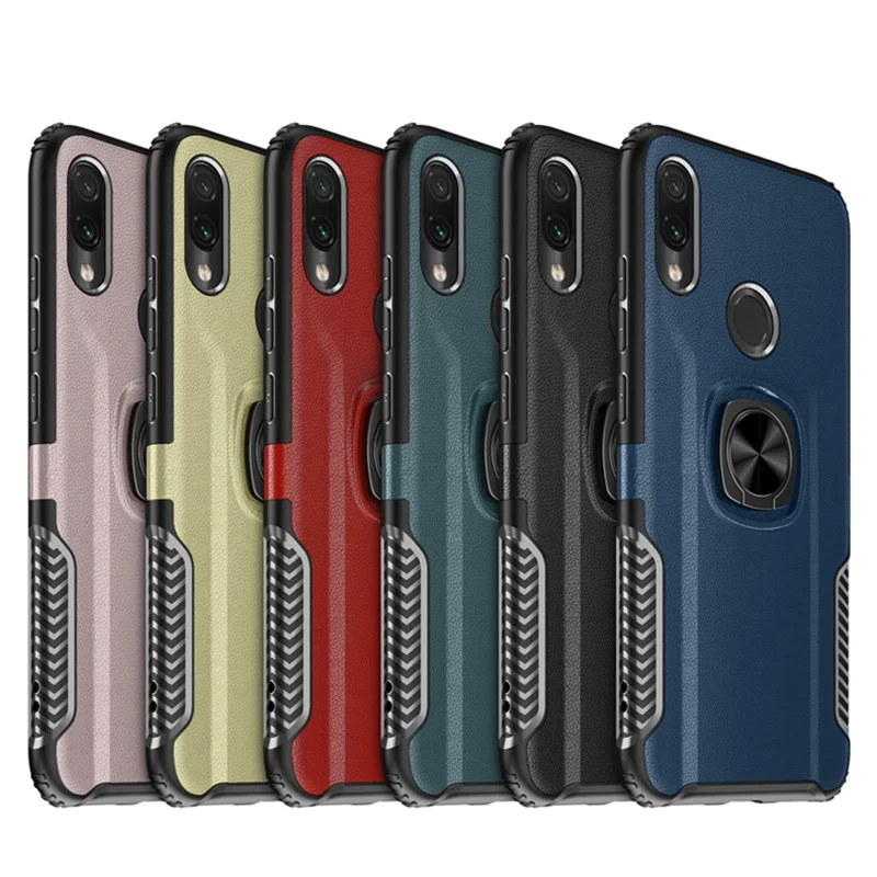 Чехол для Xiaomi Redmi 5 Plus Note 6 7 Pro 8 7A 8A ударопрочный кожаный чехол с кольцом на палец и