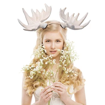 

1PC Ladies Deer Christmas Party Horn Branches Headband Dalmatian Ear Vintage Wedding Cosplay Halloween Accessories