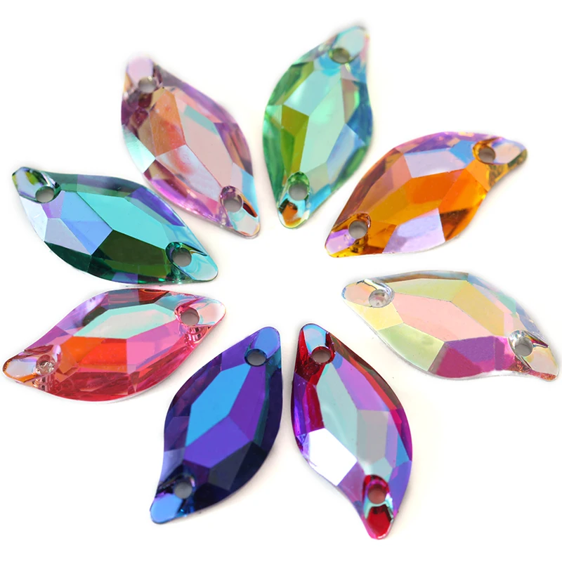 Прошивка страз в форме листов из смолы 50 шт./упак. пришивка стразами с плоской