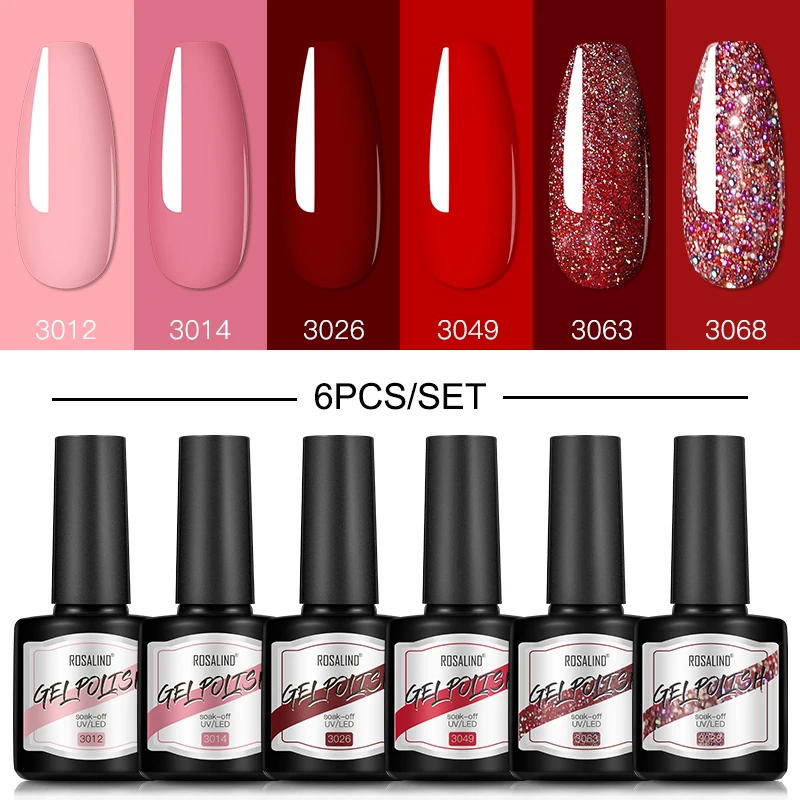 Nail-Polish-Set Manicure Uv-Lamp Mix-Color Rosalind-Gel Semi-Permanent Gellak 4/6PCS