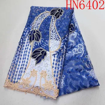 

Blue Color African Velvet Lace Fabric 2019 Embroidered Nigerian Lace High Quality Bead French Tulle Mesh Lace Fabric For Wedding